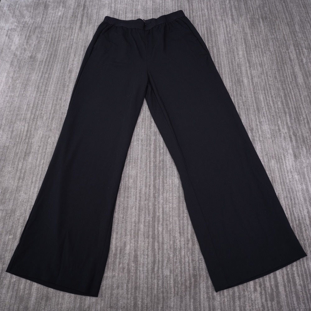 Banana Republic Wide Leg Pants Womens M Black Excellent Elastic Waist Pockets